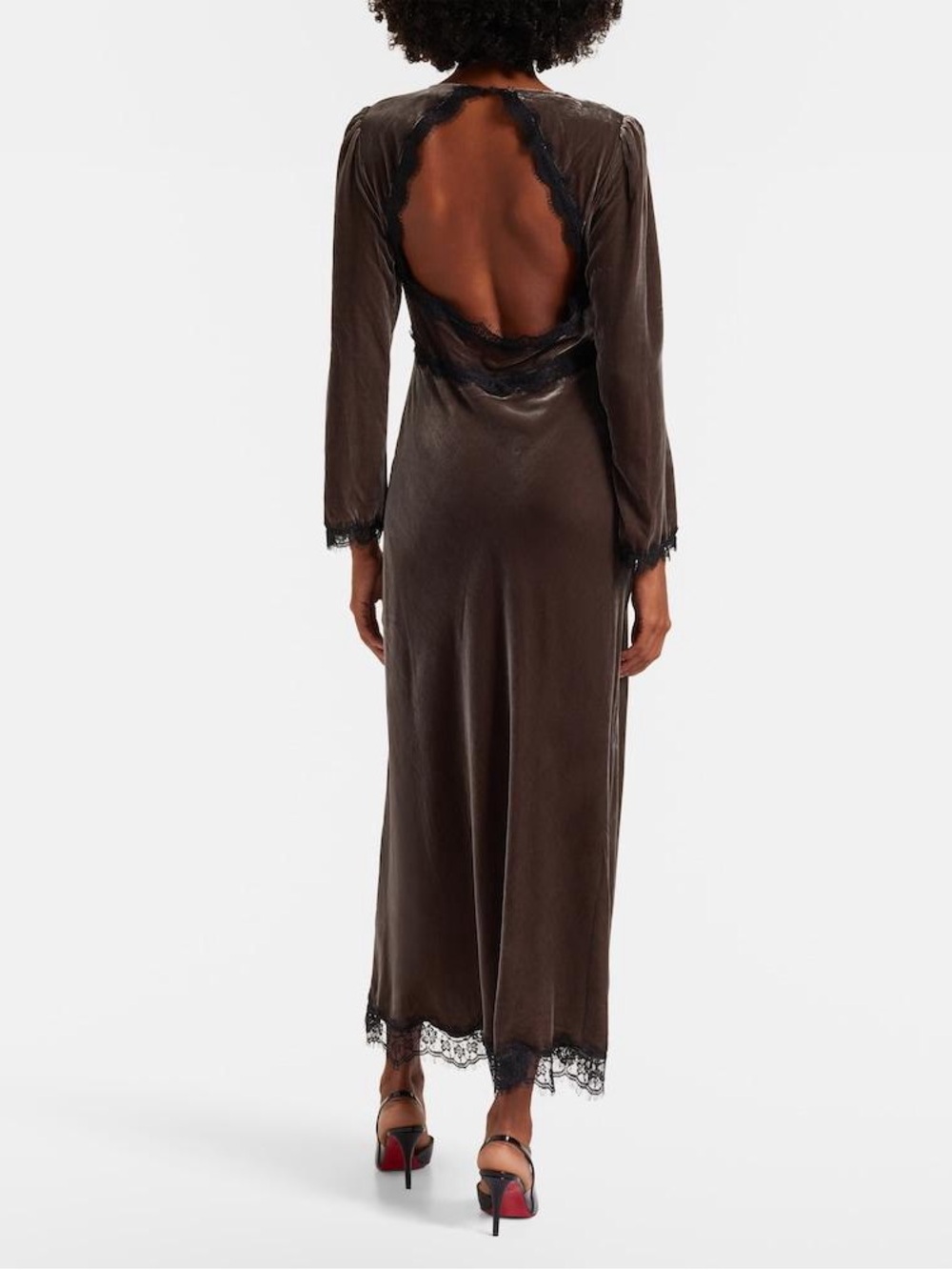 RIXO Brown Velvet Alesha Dress - Picture 5 of 5